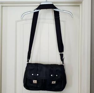 Lauren by Ralph Lauren black leather messenger bag